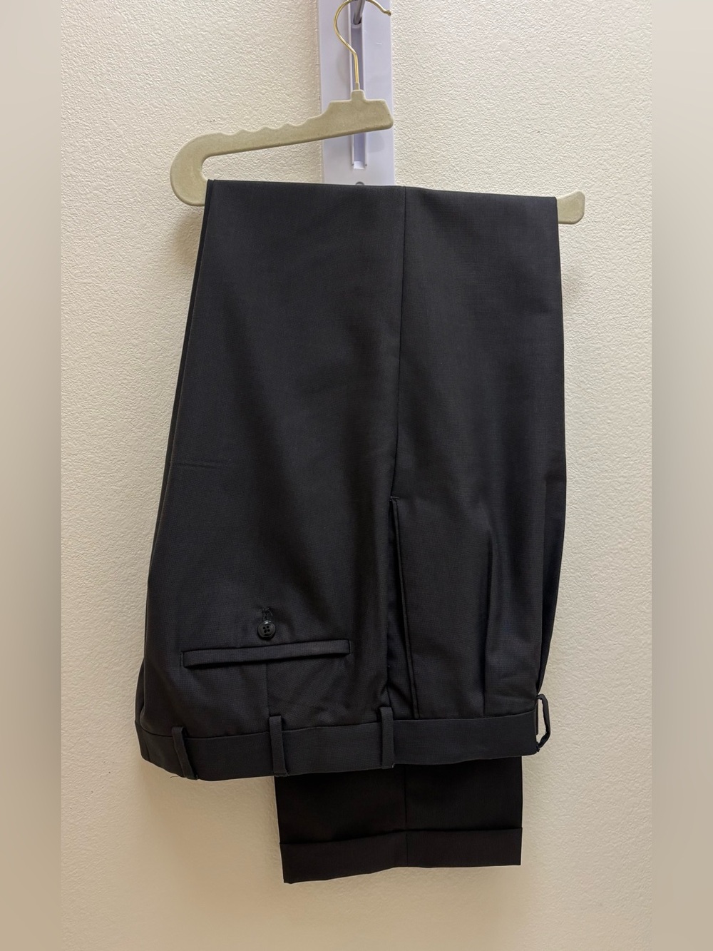 Louis Raphael Charcoal Men's Dress Trousers with Cuffed Hem